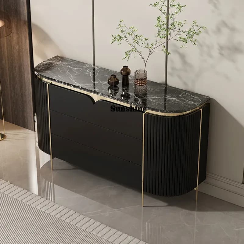 Italian style, light luxury modern marble dining side cabinet, villa storage, living room, bedroom, end of bed, storageYY