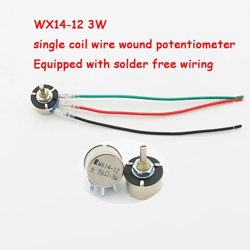 5PcsWX14-12 3W Single Coil Wound Potentiometer Without Locking 470 Ohm 1K 10K 20K 22K  2K2 4K7 100K Lap Wirewound Potentiometers