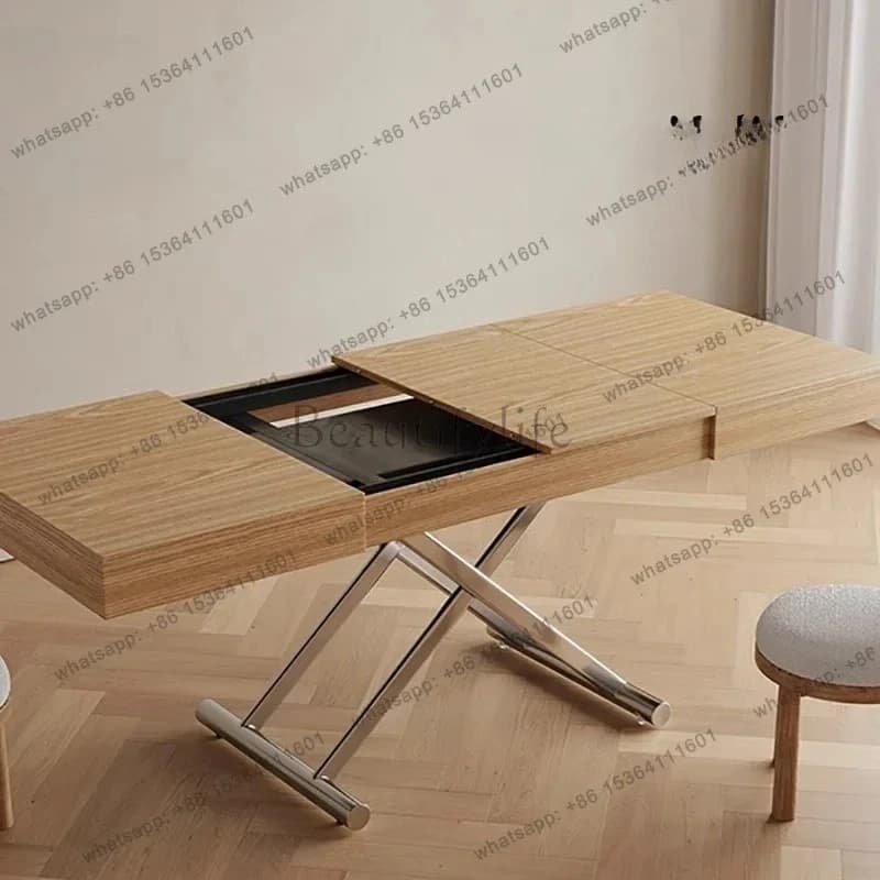 Lifting Folding Retractable Dining Table, Coffee Table, Dual-purpose Integrated Multi-functional Rectangular Dining Table