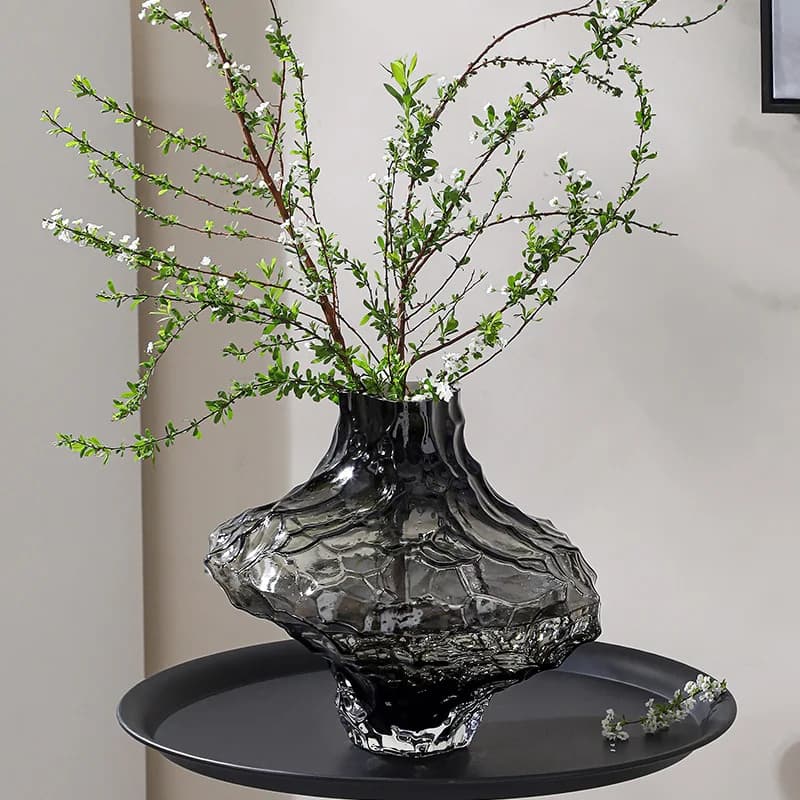 1Pcs Luxury Nordic Minimalist Style Frosted Glass Vase Classic Home Living Room Decoration Flower Rack Decoration Vase