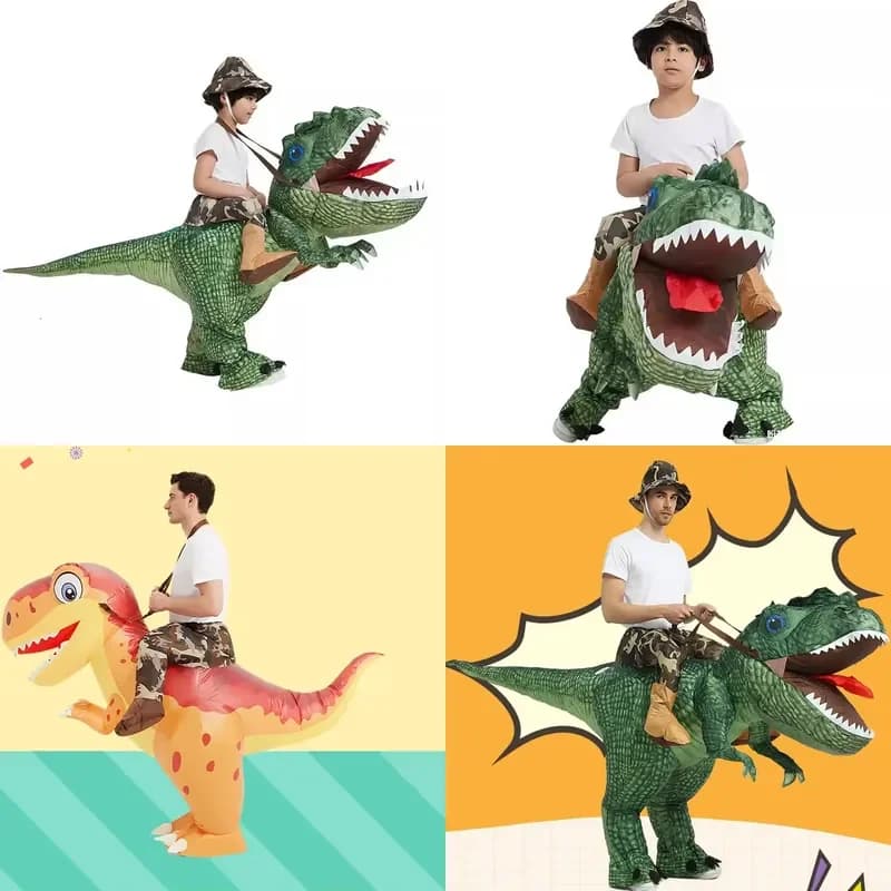 Inflatable Dinosaur Costume for Adults Cartoon Blow up Halloween Party Outfit