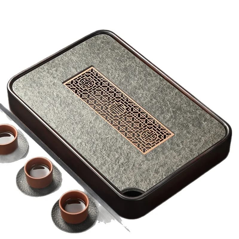 Water storage type Wujinshi tea tray Home office  set Small tea table  room Stone drain tray