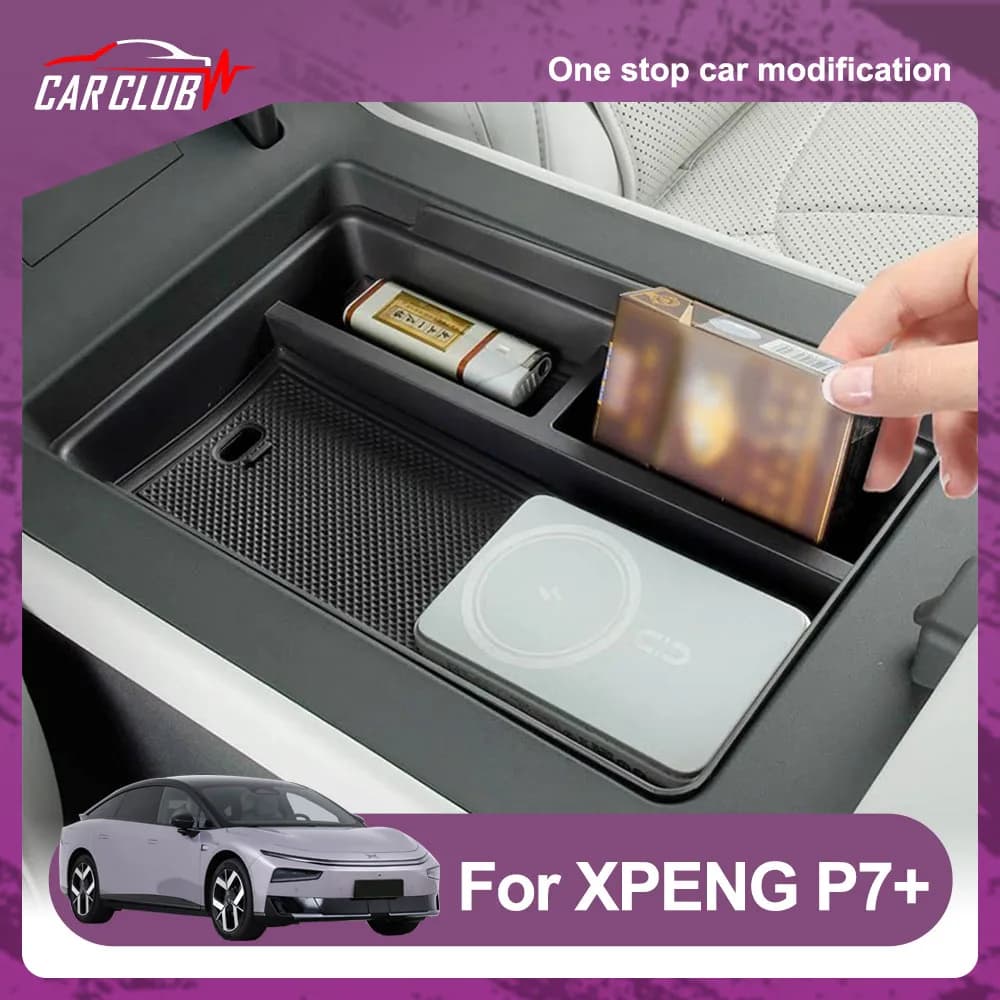 Fit For XPENG P7+ 2026 2027 Armrest Box Storage Box ABS Material Automotive Modification Supplies Layered Storage