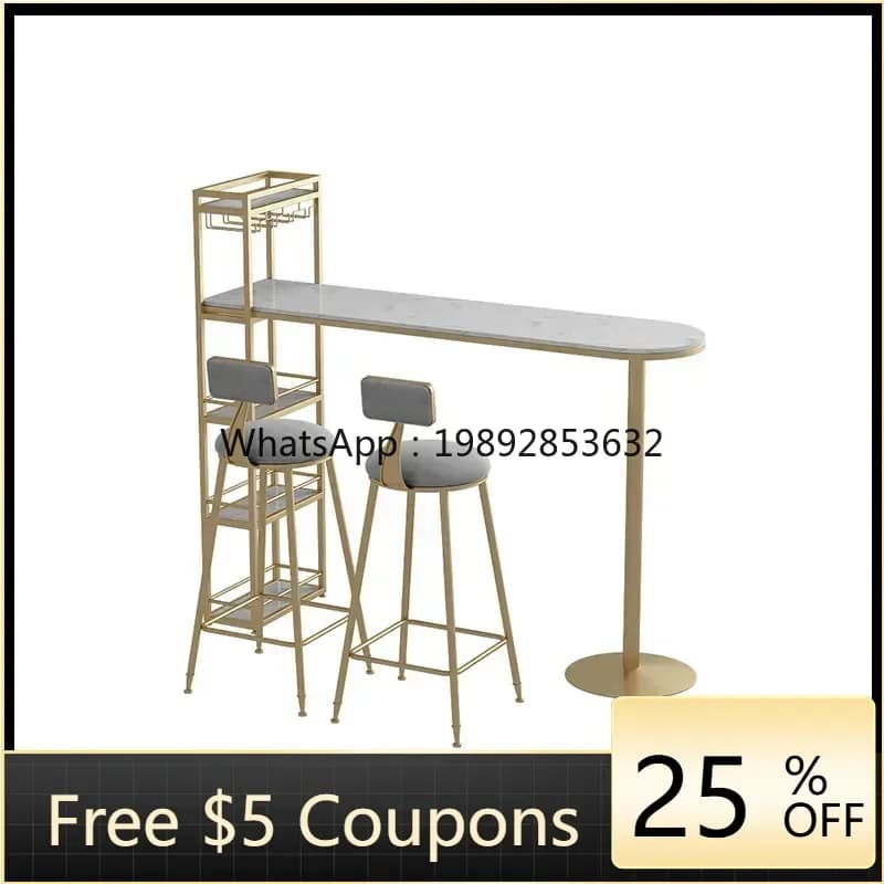 AA  Mild Luxury Marble Bar Counter Home Living Room Hallway Wine Rack Foot Table and Chair