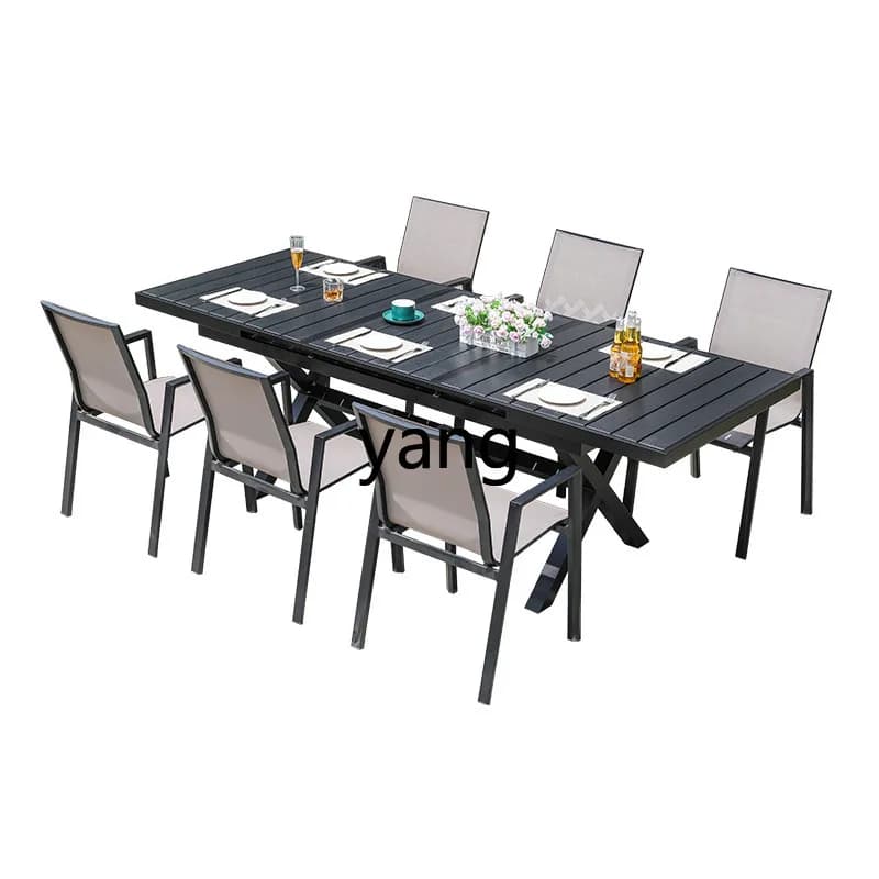 LH outdoor tables and chairs telescopic courtyard villa garden terrace casual tea table aluminum alloy