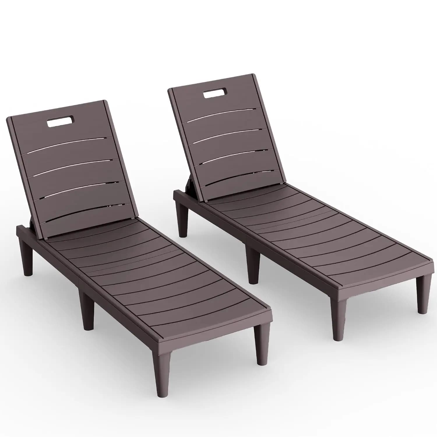 Outdoor Chaise Lounge Chair Set of 2, Waterproof PP Lounge Chairs | Lightweight with 5-Position Adjustable Back, Customized