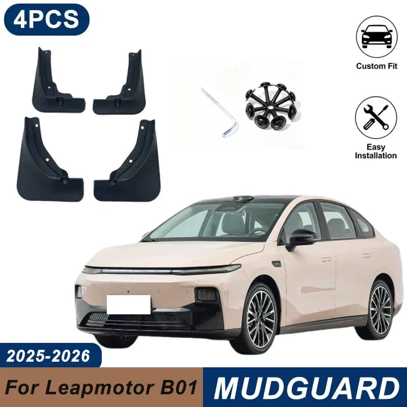 4PCS Car Mud Flaps For Leapmotor B01 2025-2026 Waterproof Anti-Splash Fender Mudguards Auto Exterior Accessories
