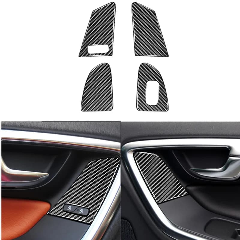 Car Styling Accessorie For Volvo S60 V60 2010-2017 Interior Window Lifting Button Decorative Carbon Fiber Sticker 3 Styles