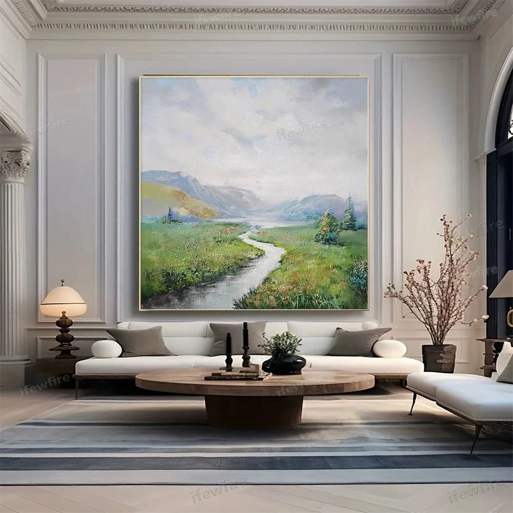 Fashion Abstract Line Oil Painting Hand-Painted Misplaced Geometric Outline Map Texture Canvas Painting Modern Home Sofa Decor
