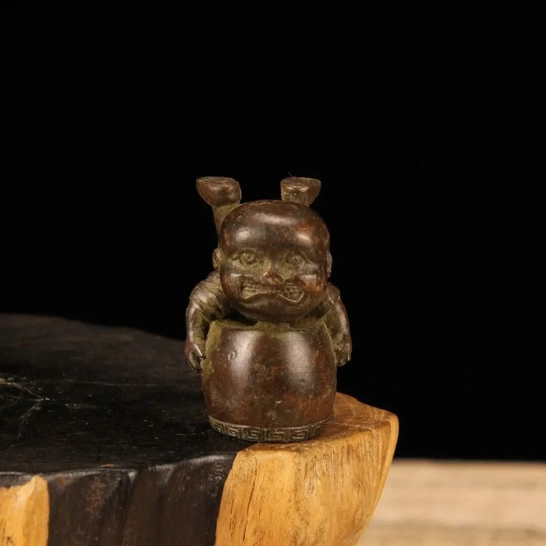4.3 CM China Bronze buddha sculpture Old Brass Maitreya buddha Statue sculpture