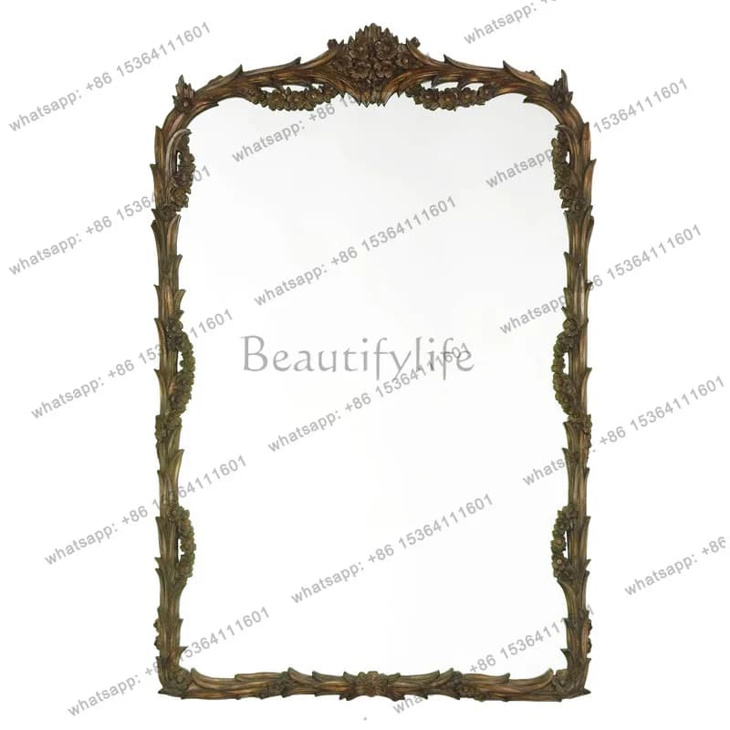 Retro old carved decorative mirror exquisite frame art luxury makeup mirror