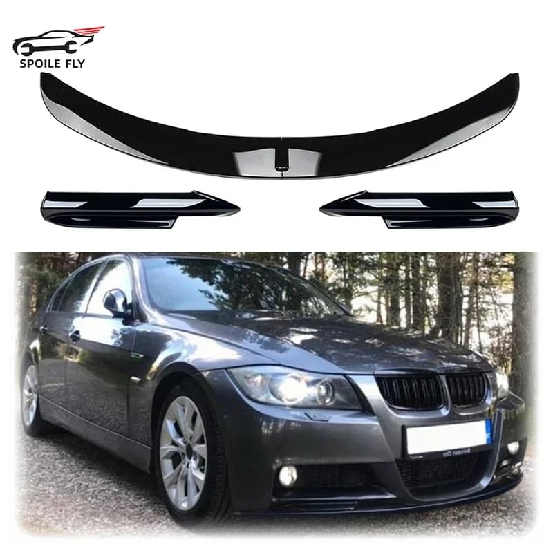 For BMW 3 Series E90 E91 M Tech Pre LCI 2005-2008 High Quality ABS Front Bumper Lip Glossy Black Or Carbon Fiber Look Spoiler