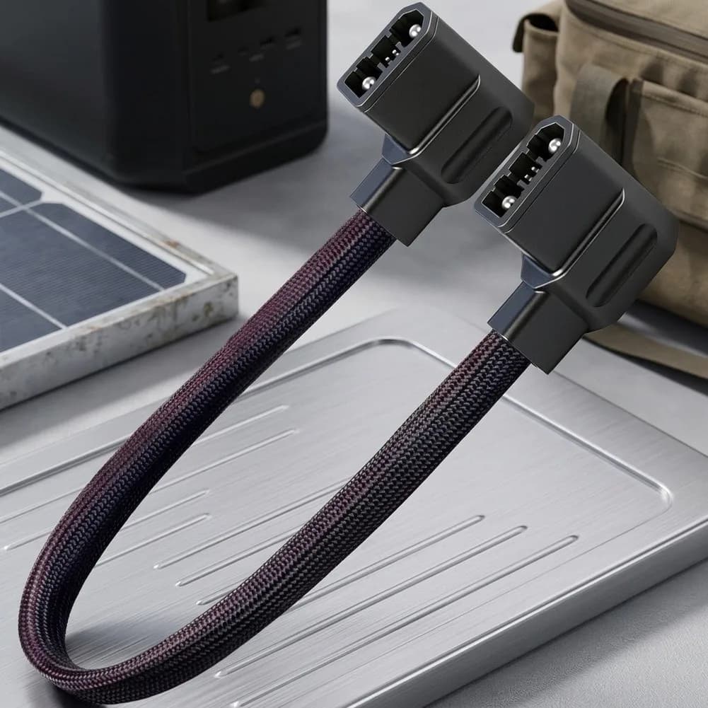 For Tight Space Wiring 50CM 20 Inch Power Cord Nylon Weaving Technology 90 Degree Curved Connector For EcoFlow Max