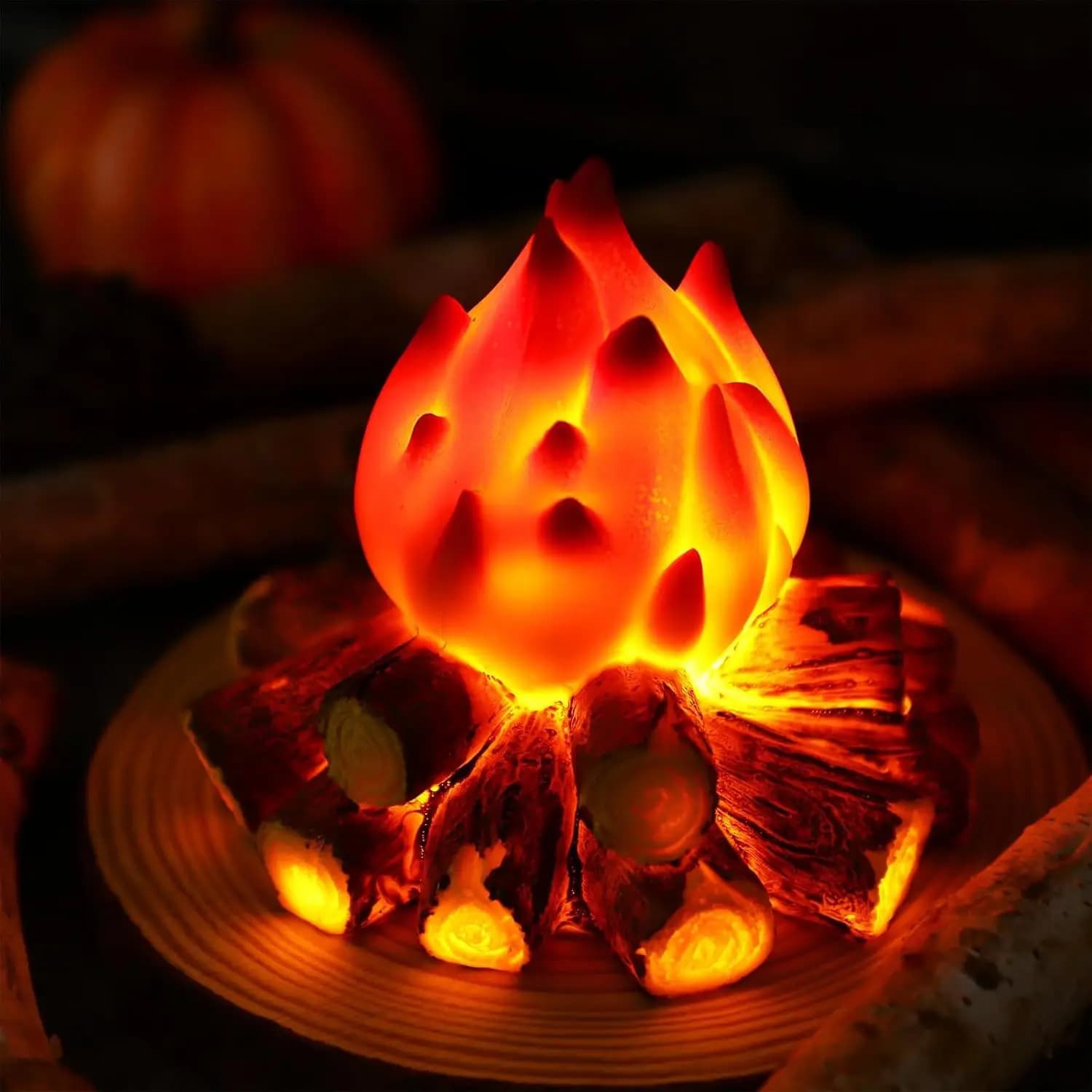 Flameless Fireplace Lamp Light 3D Wood Realistic Fire LED Charcoal Flame Simulation Wooden Night Lamps for Home Festival Decor