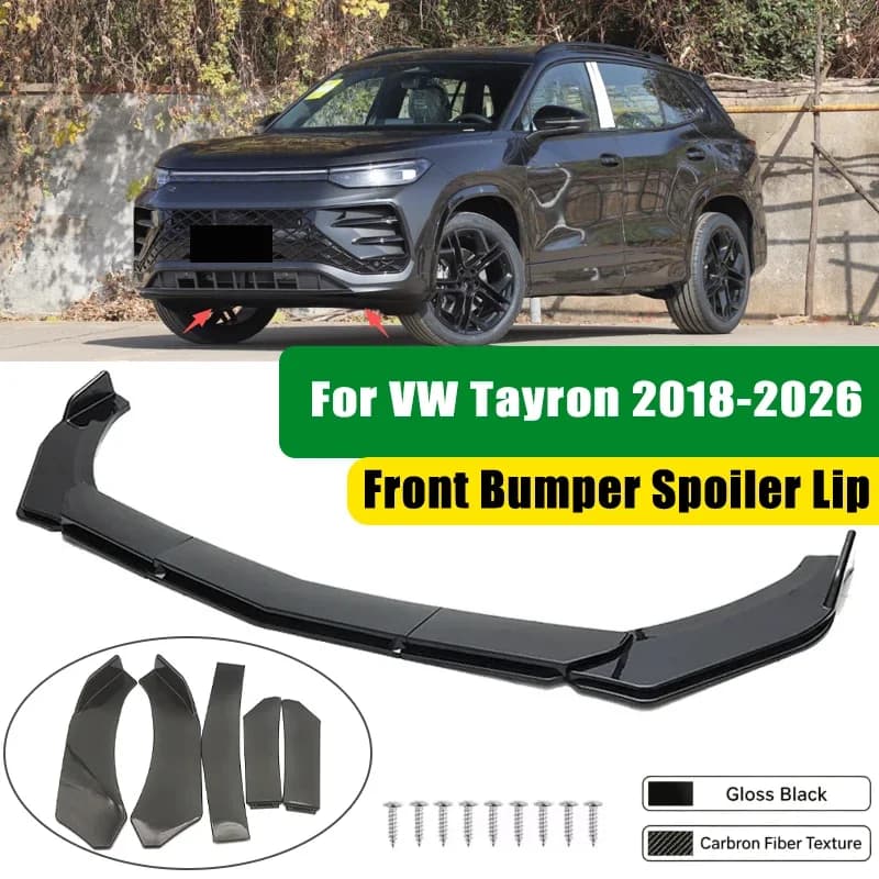 For VW Tayron 2018-2026 5Pcs ABS Car Front Bumper Lip Spoiler Splitter Body Kit Canard Tuning Accessories