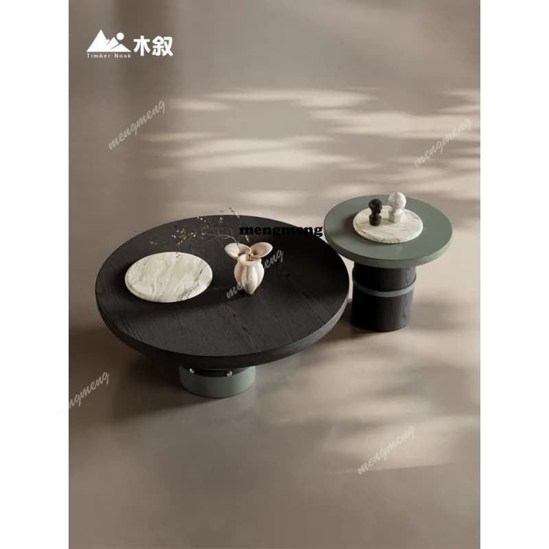 Italian minimalist marble coffee table combination large flat floor living room natural stone round coffee table