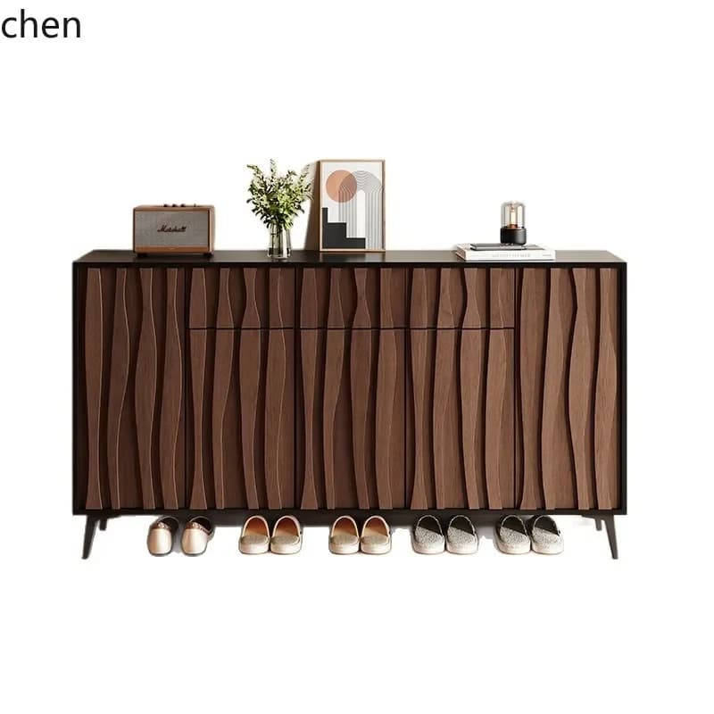 BF  Shoe Cabinet Home Solid Wood Entrance Wall-Mounted Storage Cabinet Integrated Shoe Rack