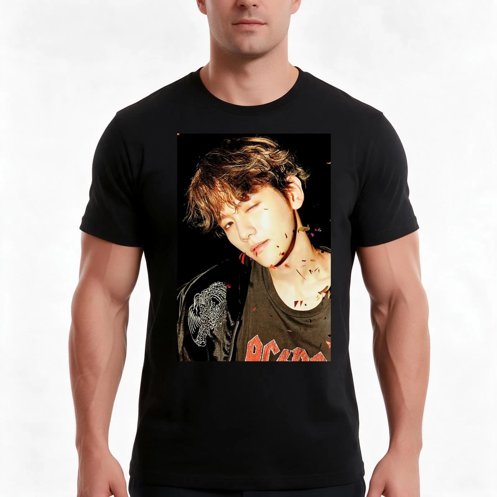 Baekhyun T-Shirt, Summer Casual Cotton Tee, Oversized Streetwear Tops, Vintage Graphic Print, Loose Fit Short Sleeve
