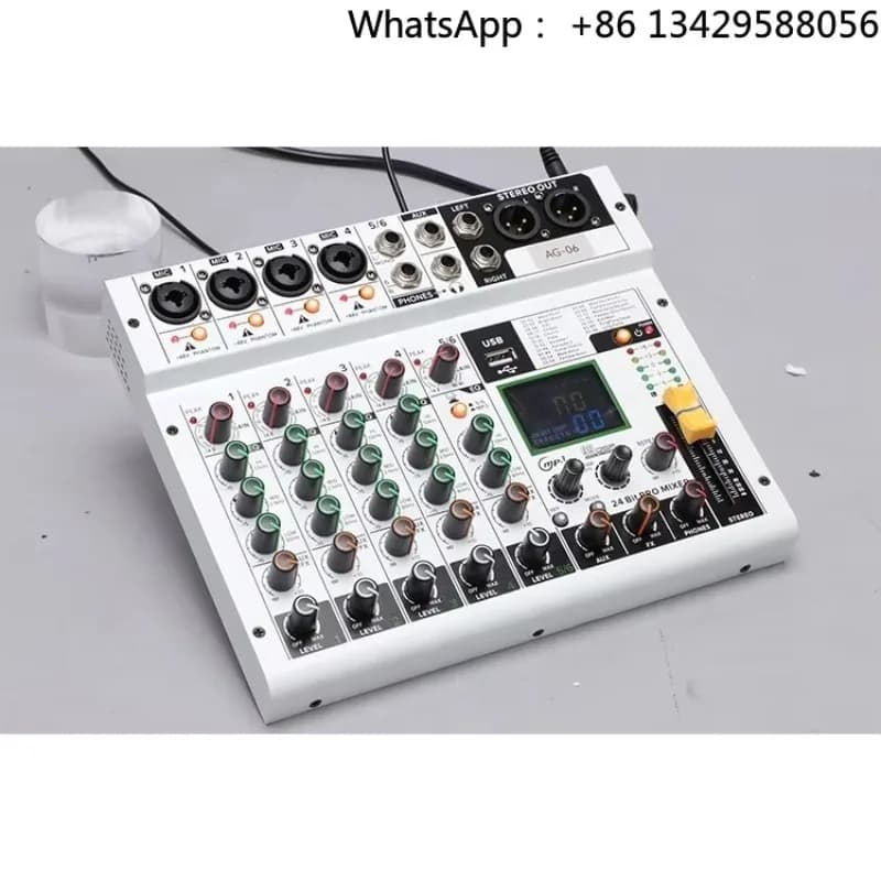 AG-06 Sound Mixer 6 Channel Console Mixing 99 DSP USB BT Audio Mixer for Studio Recording
