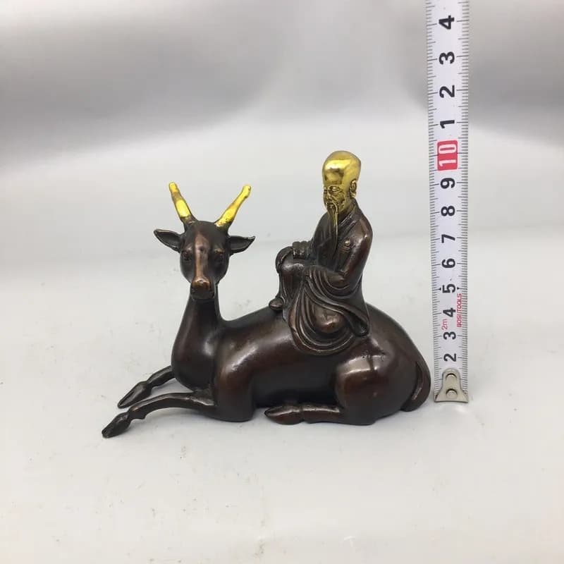 Bronze Gilt Little Shouxing Figurine with a rich patina, antique craft, supports drop shipping