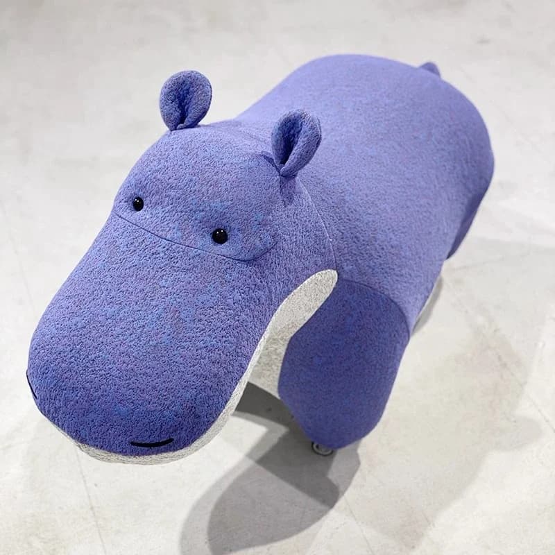 Cartoon sliding hippo children's first birthday gift home decoration creative fabric small river horse stool
