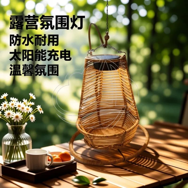 Outdoor Waterproof LED Rattan Light Solar Powered Hanging Lantern for Garden Balcony Decor