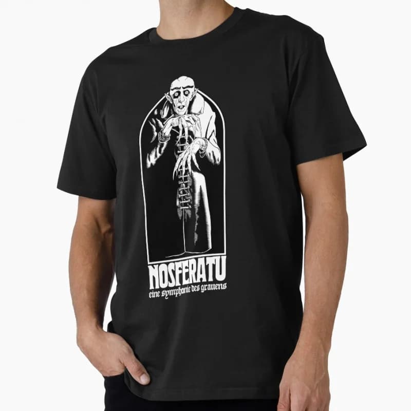 80s Gothic Horror movie Nosferatu Vampire Scary Halloween Gift T shirt Large size Tops 100% cotton printed Clothes