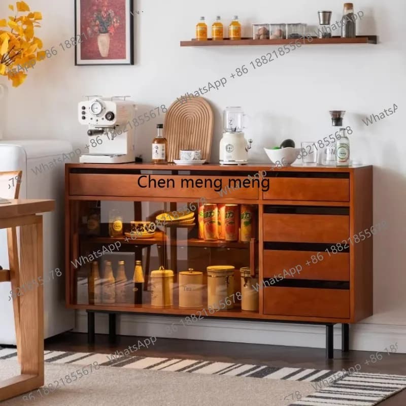 Solid wood dining side integrated wall locker living room coffee side cabinet storage tea cabinet