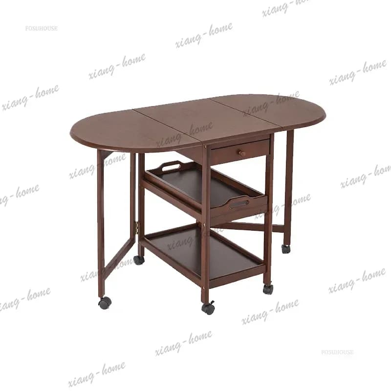 PG Solid Wood Foldable Dining Table Household Small Apartment Mobile Retractable Folding Tables Dining Room Furniture