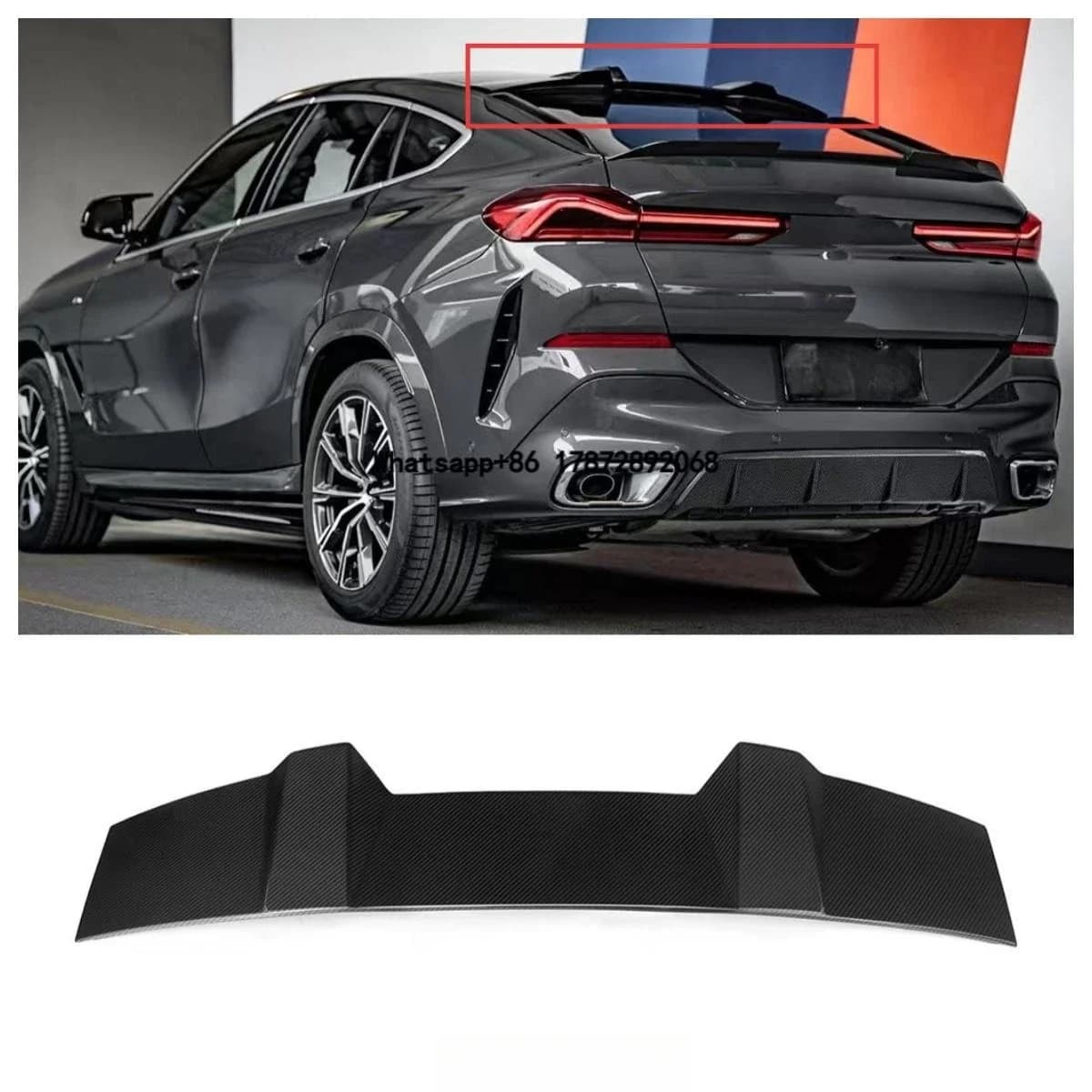 High Quality Car Wing Spoiler Suitable for X6 Series G06 SQ Style Dry Carbon Fiber Top Wing Spoiler