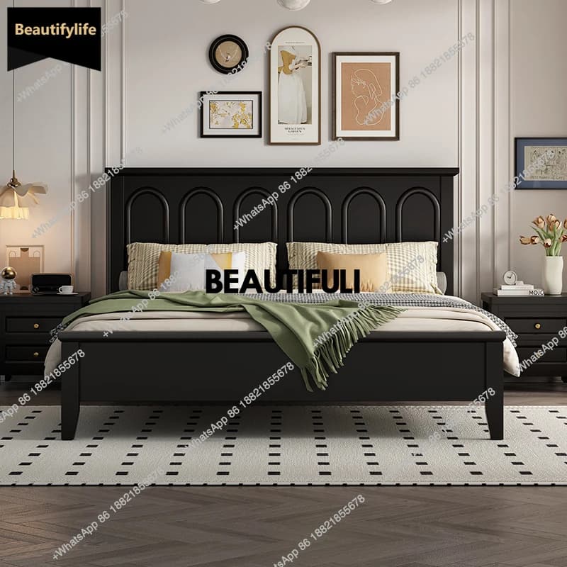 D80 Wood Storage Double Bed Frame Simple Headboard Matrimonial Storage Bed Queen Luxury Modern Cama De Casal Bedroom Furniture