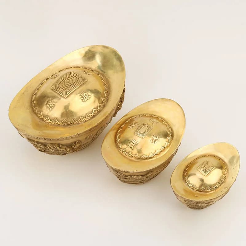 Coin-shaped decorative items, including the Five-Way Gods of Wealth bronze coins and brass coins, are excellent home decoratio