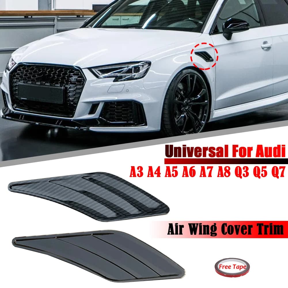 Car Side Fender Vent Cover Fender Decoration Side Wing Air Vent Intake Cover Trim  For Audi A1 A3 8P A4 B8 B6 A5 A6 C6 A7 Q5 Q7