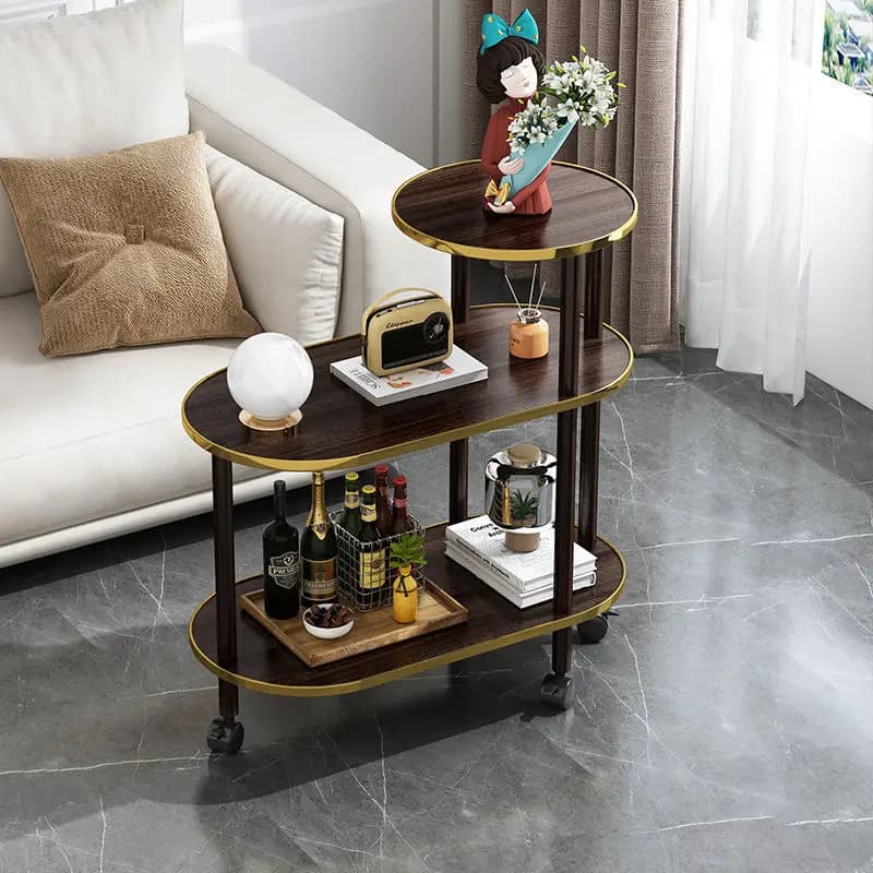 Modern Nordic Luxury Style Solid Wood Side Table Rock Plate Marble Pattern Small Coffee Table Storage Living Room Furniture