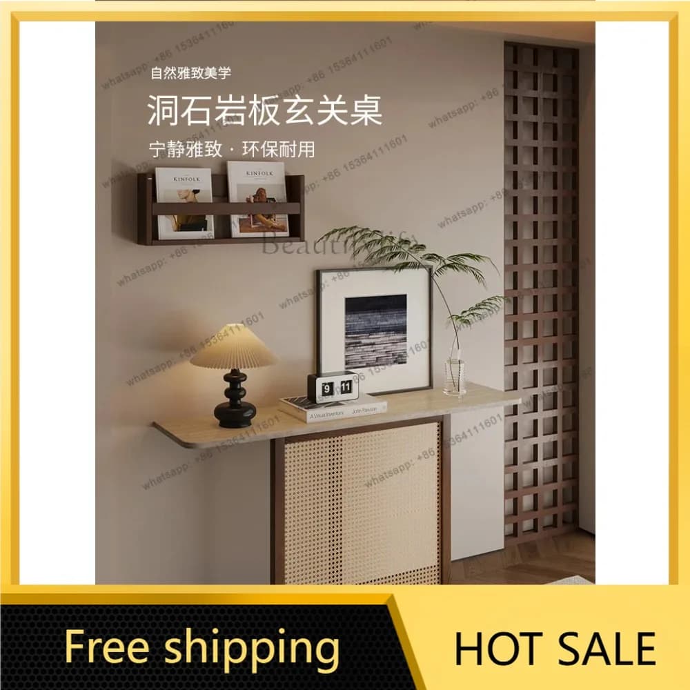 Factory direct sales  Wabi Sabi Travertine Slate Console Table Luxury Entryway Hallway Side Table Home Living Room Decor Narrow