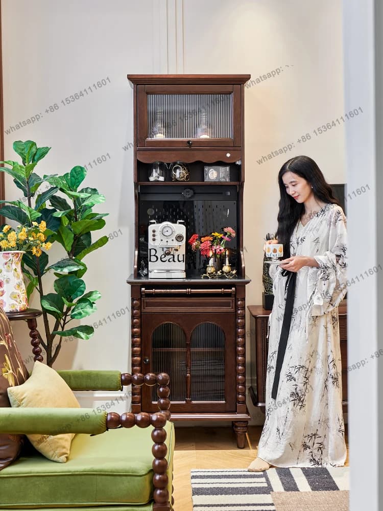 X4 --Retro style all solid wood coffee machine tea cabinet