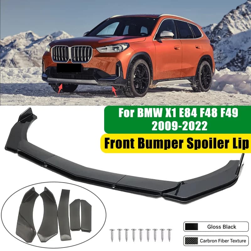 For BMW X1 E84 F48 F49 2009-2022 5Pcs ABS Car Front Bumper Lip Spoiler Splitter Body Kit Canard Tuning Accessories