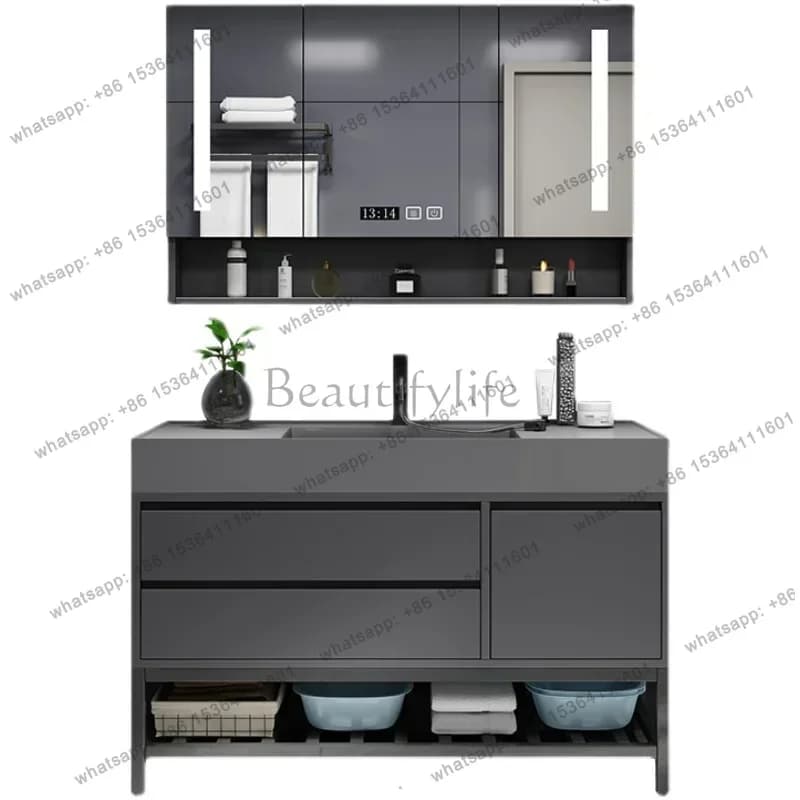 FGSink Vanity Unit Bathroom Mobile Makeup Mirror Cabinet Toilet Storage Closet Furniture Armoire  Modern Bathroom