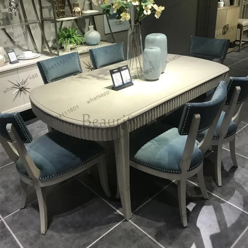 LXAmerican light luxury solid wood rectangular dining table modern simple homeSSS