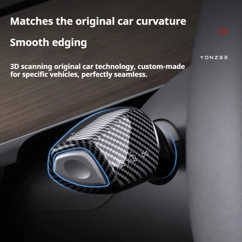 For Tesla Model 3 Y Gear Shift Cover Steering Lever Carbon Fiber Interior Decoration Rod Modification Accessories