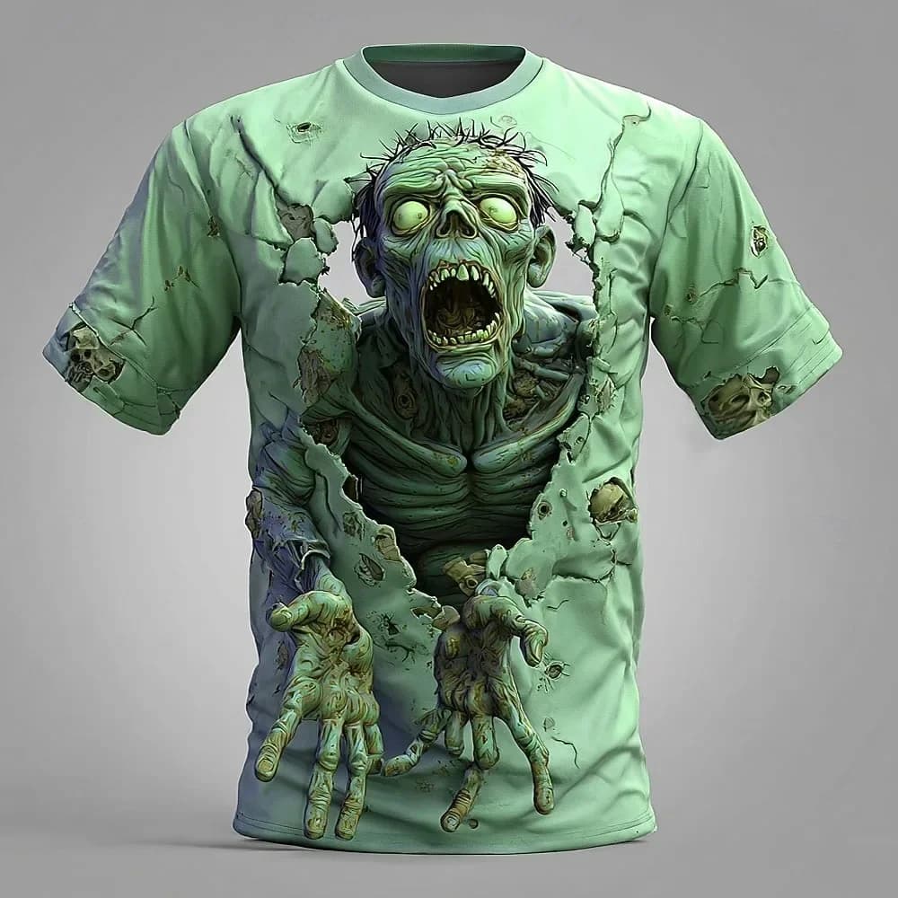 Halloween 3D Zombie Short Sleeve T-Shirt 3D Print Crew Neck Horror Party Costume XXS-6XL