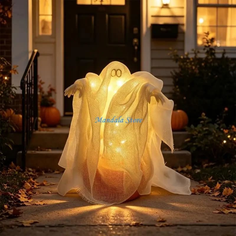 U2JC Fall Halloween Pumpkin Lamp for Shelf Entryway Home Accent Use