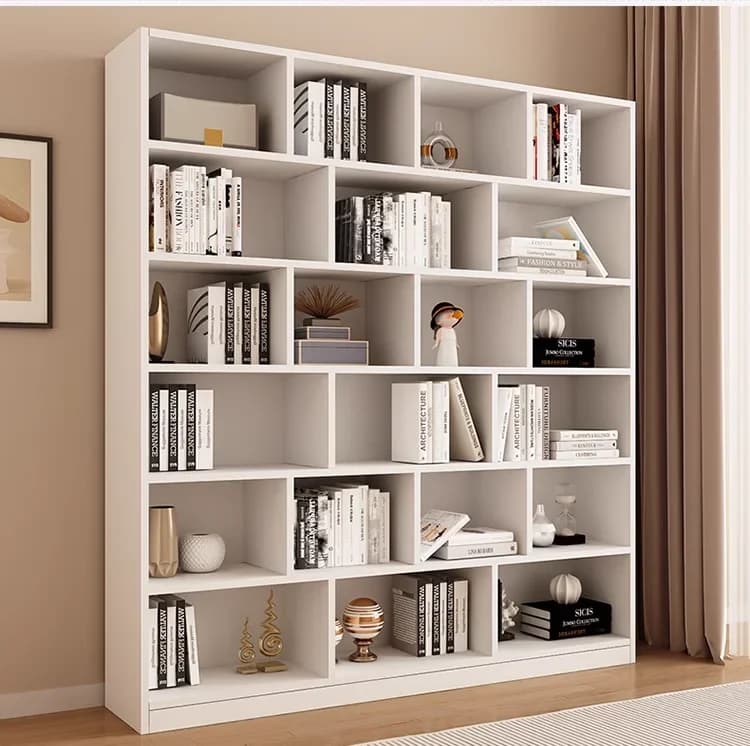 z Bookcase Solid Wood White Floor Storage Rack Living Room Household Eco-board Simple Storage Cabinet Custom-made