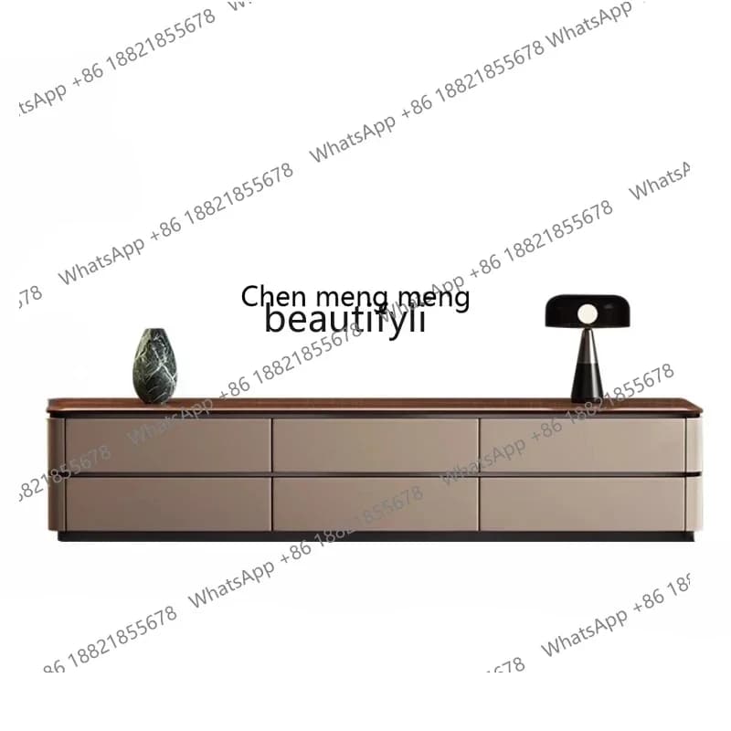 B178 Italian storage locker living room floor light luxury walnut solid wood TV cabinet2936