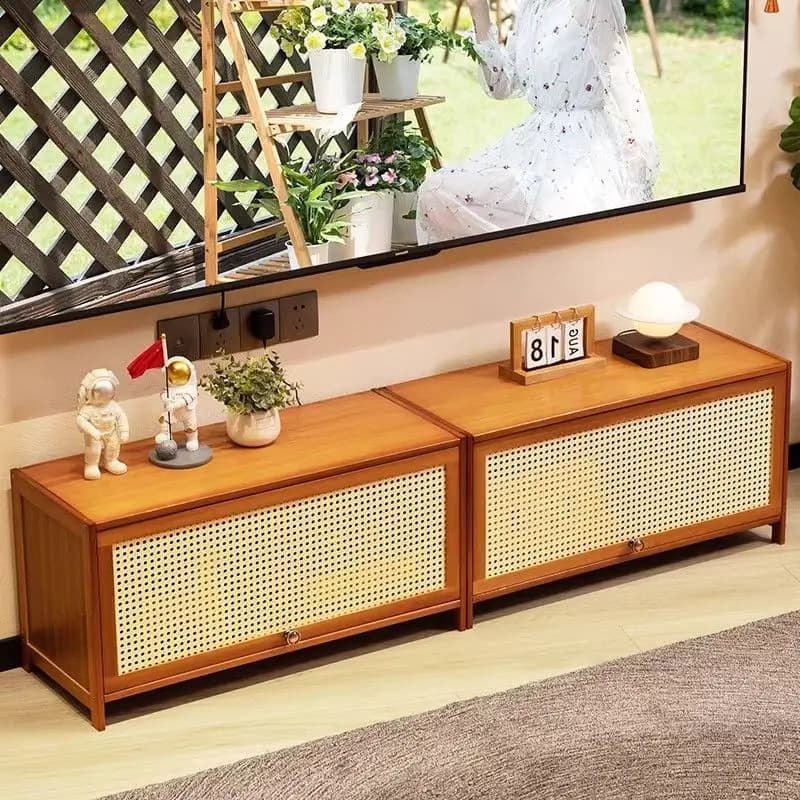 Small apartment TV cabinet household living room coffee table integrated combination wall background modern TV storage cabinet