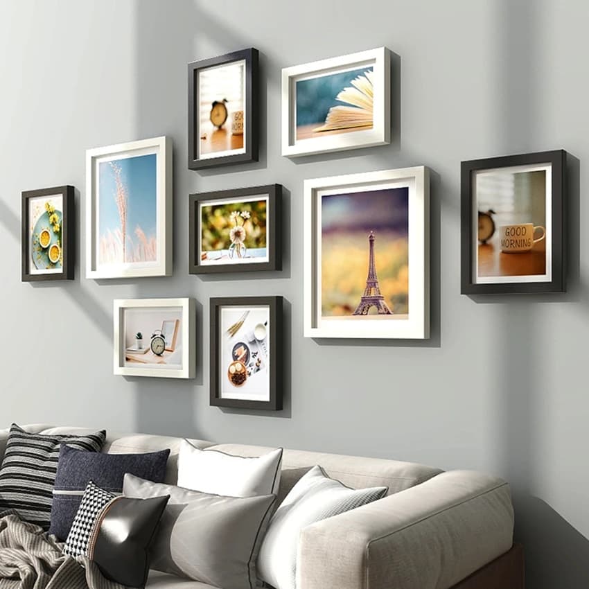9Pcs/Set Natural Wood Picture Frames Wall Decor Photo Frame For Wall With Plexiglass Classic Wooden Frame For Wall Hanging