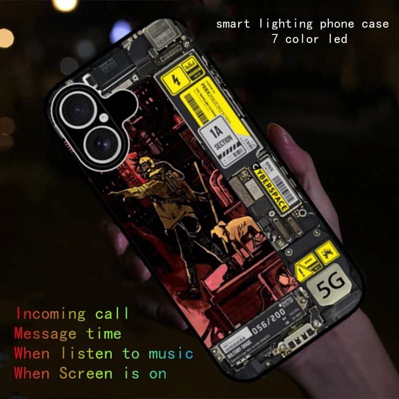 Gothic Sigil Anime LED Flash Phone Case For iPhone 17 air 16 15 14 Plus 13 12 11 Pro Max Mini Glass Back Cover Luminous
