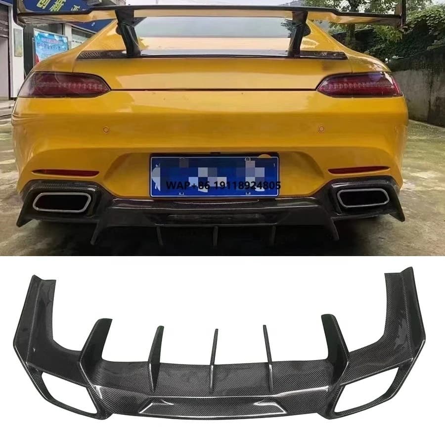 High Quality Carbon Fiber R Style Rear Diffuser for  AMG GT GTS 2015-2017 Rear Bumper Lip Diffuser Spoiler Bodykit