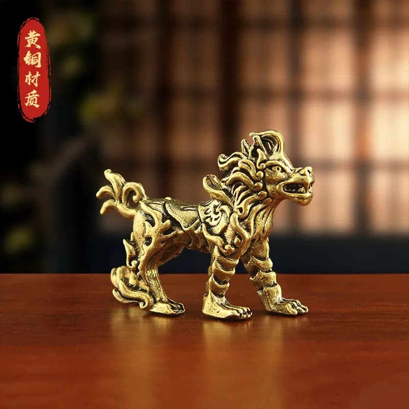 Brass -Child Figurine, Creative Large Solid Dragon with Nine Children, Office Decorative Craft
