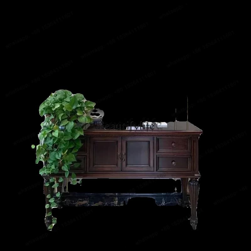 FG Solid Wood Porch Cabinet Foyer Decorative Porch Table Retro Dining Side Cabinet